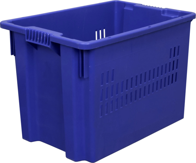 Ящик 600х400х400 дно сплошное, стенки перфорированные синий купить в Смоленске