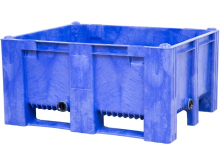BoxPallet 1200х1000х580 мм сплошной на 2-х полозьях синий с 2 СП2 купить в Смоленске