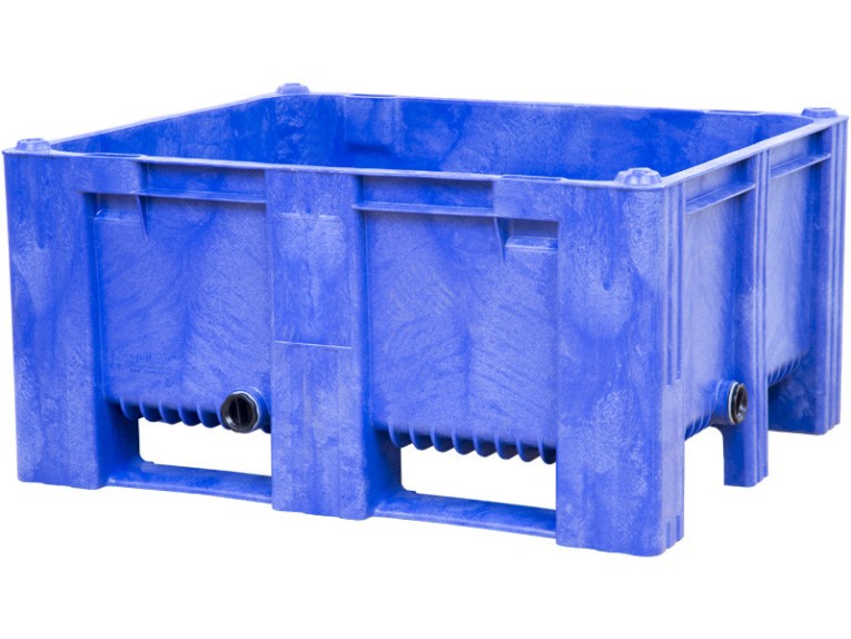 BoxPallet 1200х1000х580 мм сплошной на 2-х полозьях синий с 2 СП2 купить в Смоленске