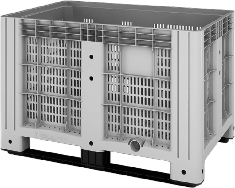 Контейнер 1200х800х800 мм перфорированный серый на полозьях купить в Смоленске Контейнер 1200х800х800 мм перфорированный серый на полозьях купить в Смоленске