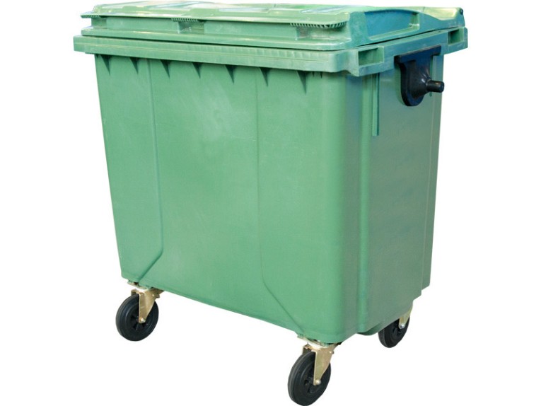 Мусорный контейнер 1 100л. на колёсах, с крышкой цв. зелёный купить в Смоленске
