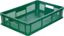 Ящик 600х400х140 мм дно сплош.стенки перф.с ручками зеленый Ящик 600х400х140 мм дно сплош.стенки перф.с ручками зеленый