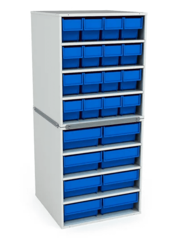 Стационарная кассетница ДиКом (на 2 яруса) с синими ящиками купить в Смоленске