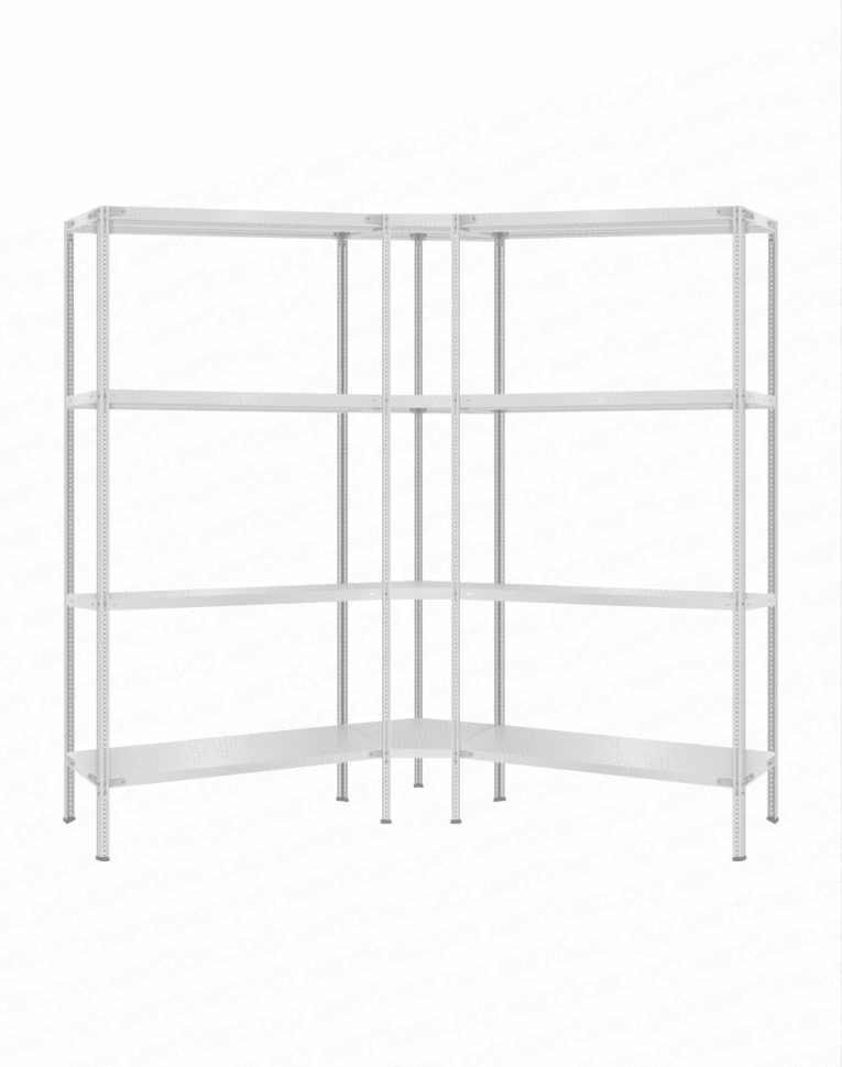 Стеллаж угловой 2000х1500х1500 (4 яруса глубиной 300мм) купить в Смоленске