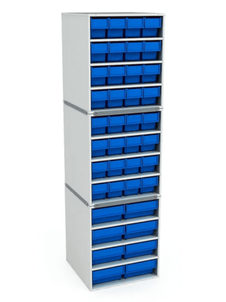 Стационарная кассетница ДиКом (на 3 яруса) с синими ящиками купить в Смоленске