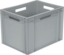 Ящик 400х300х290 сплошной, с ручками, гладкое дно, серый B-4328