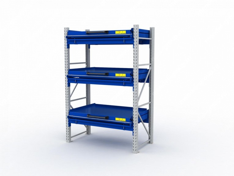 Стеллаж с выкатными платформами S-HEAVY 1000/1300 (3 яруса хранения) купить в Смоленске
