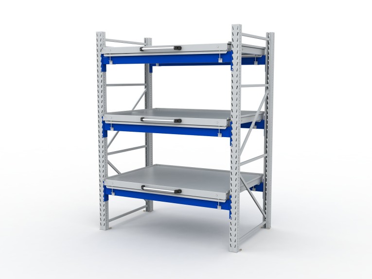 Стеллаж с выкатными платформами S-HEAVY 1000/1300 (3 яруса хранения) купить в Смоленске