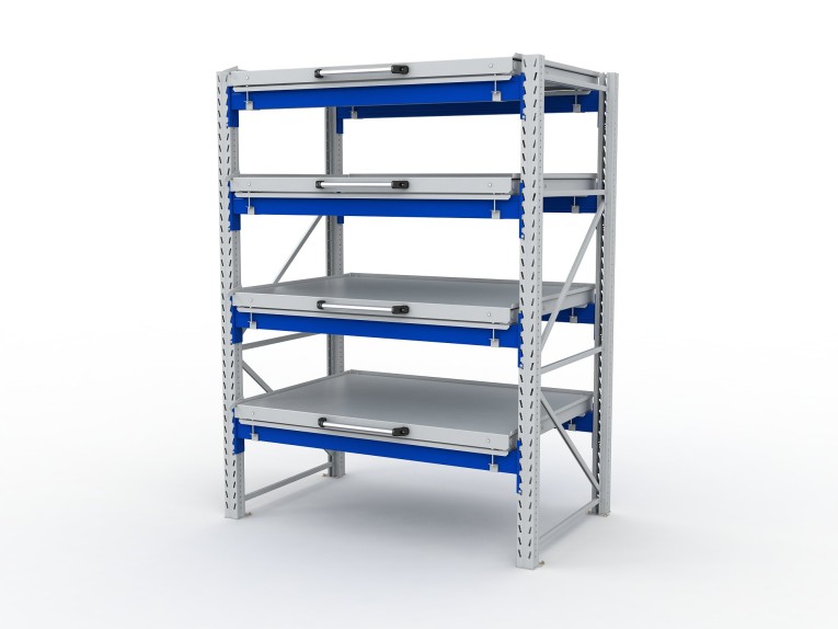 Стеллаж с выкатными платформами S-HEAVY 1000/1300 (4 яруса хранения) купить в Смоленске